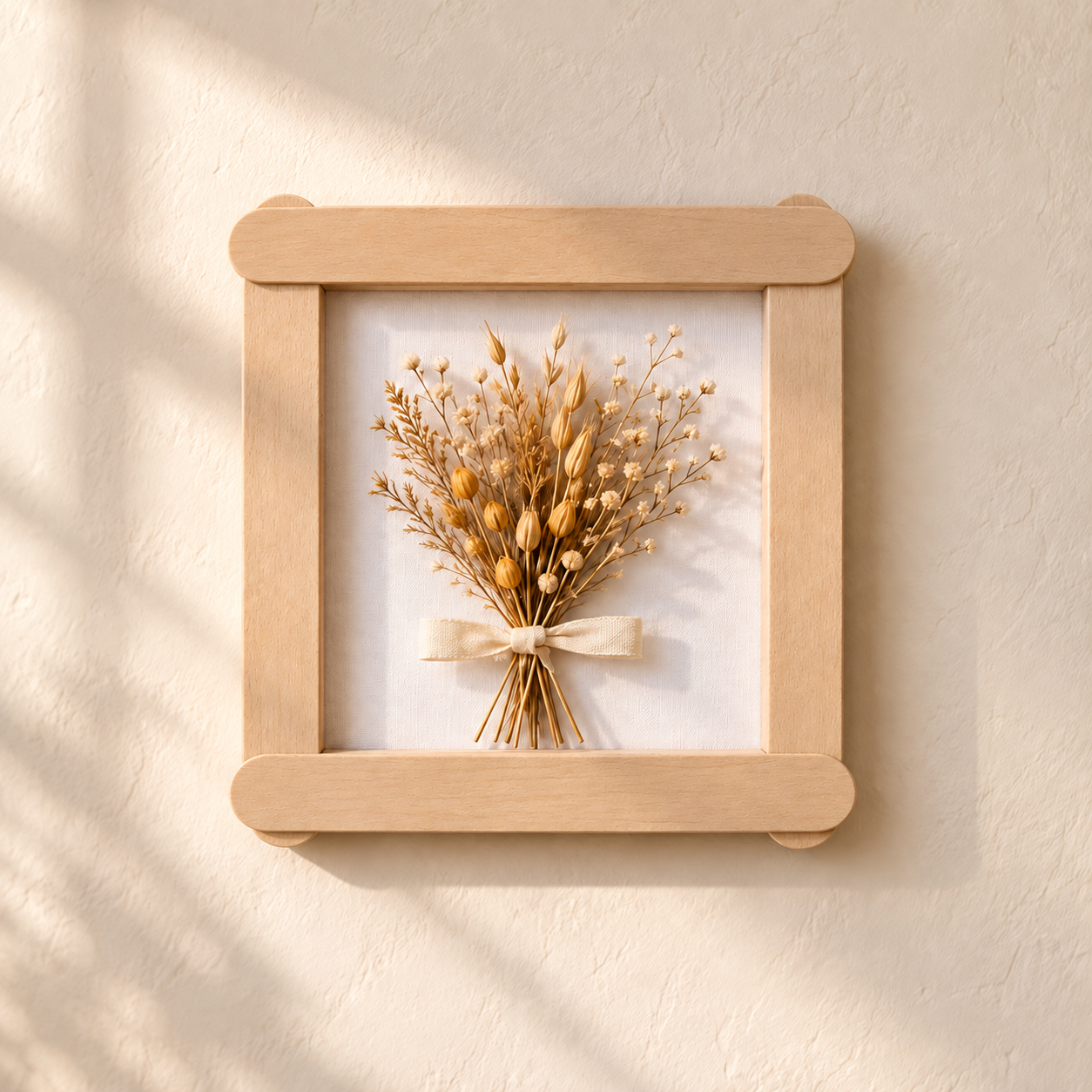Concept for a small framed dried-flower arrangement